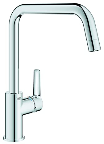 GROHE Start, Küchenarmatur mit hohem Auslauf (Wasserhahn für die Küche, Spültischarmatur mit praktischem 150° Schwenkbereich, werkzeugfreie Spülbecken-Montage), chrom, 30470000