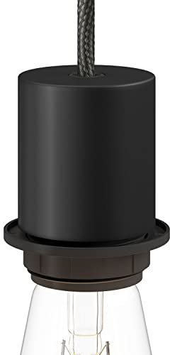 creative cables - Kit E27 Lampenfassung aus Metall mit Halbgewinde und verdeckter Zugentlastung - Schwarz
