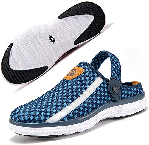 Unisex tofflor andas nätsandaler sommar strand fritid skor halkfri mjuk sula sandaler för kvinnor män 36–48, Mörkblå 2342, 42 EU