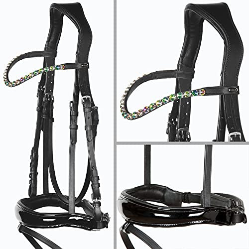 Heinick-Reitsport Trense Soft Competition Schwarz Lack ~ Glow-Prisma ~ Vollblut