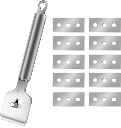 Aohcae Ceranfeldschaber, 1 Stück Schaber Ceranfeld+10 Stück Ersatzklinge Ceranfeld Kratzer Glaskeramik Schaber Ceran Schaber Glasschaber Ceranfeld für Die Schnelle Reinigung von Herd und Backofen