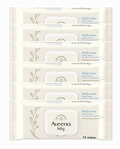 AVEENO Salviettine Daily Care - Pulizia delicata ed efficiente, essenziali per neonati e bambini, 72 salviette, coperchio su ogni confezione