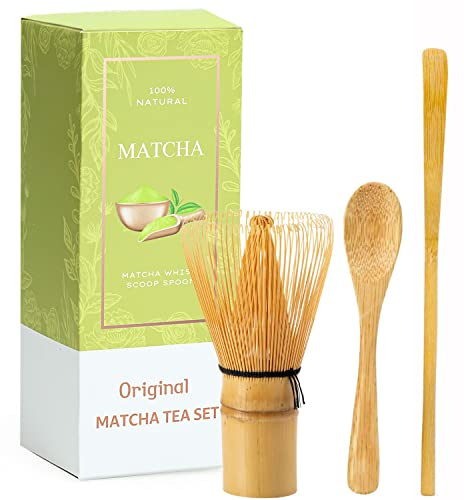Juego de batidores Matcha de 3 – 100 puntas de batidor Matcha, cuchara tradicional, cuchara tradicional batidor japonés hecho a mano