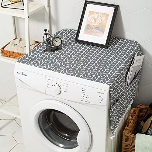 Fondo Lavadora, Cubre Lavadora con Bolsas de Almacenamiento, Fondo de Polvo para Lavadora, Puede Evitar la luz del Sol, el Polvo y los Rasguños