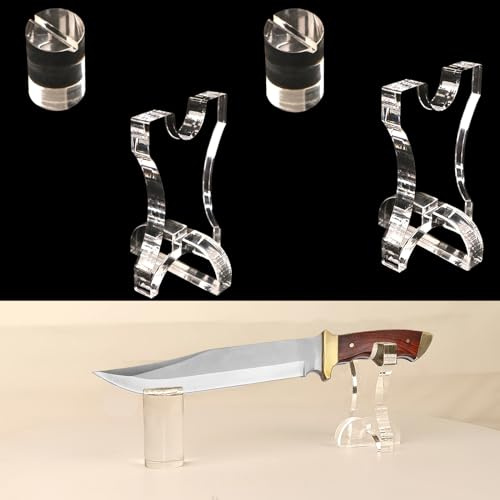 knife stand Knife Display Stand Acrylic Knife Display Stand Stand Fixed Blade Knife for single knife hut home decoration Holder (Cylindrical 2 Set)