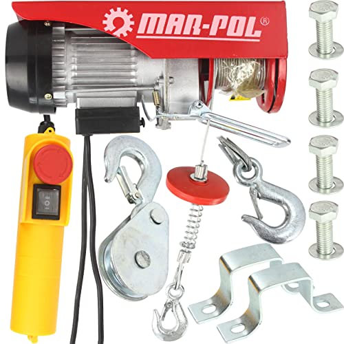 Cabrestante eléctrico elevador de montacargas 150 kg / 300 kg 550 W cabrestante cuerda acero Ø3 mm 12 m/6 m mando a distancia de techo balcón profesional doméstico