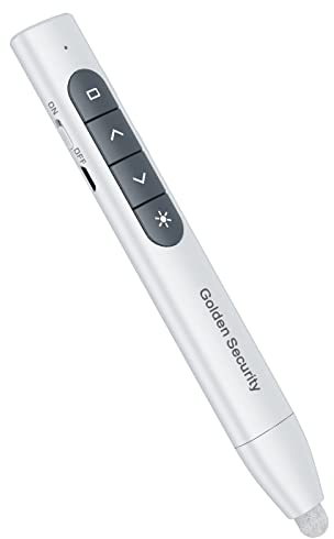 Golden Security Presenter, Powerpoint Fernbedienung Präsentationsfernbedienung Pointer für Präsentationen, Powerpoint Presenter, Power Pointer Presenter mit Schreiben, Hyperlink & Volumen Kontrolle