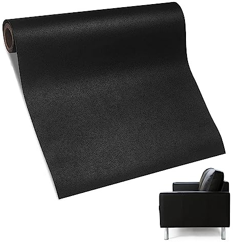 LederReparatur Set, Leder Patch Selbstklebend, 60 x 137cm Leder Patch Kit, Leder Reparatur Patch, Kunstleder Selbstklebende Leder Reparatur Set für Sofas, Autositze, Bürostuhl, Kopfteil (Schwarz)