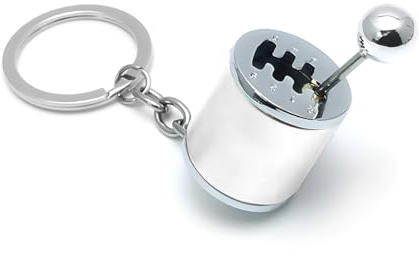 Osilly Gearbox Keychain, Six Speed Manual Transmission Stick Shift Keyring, Auto Part Creative Fidget Toy, Car Shifter Gear Keyfob Automotive Key Chain Ring, Car Accessories (Silver)