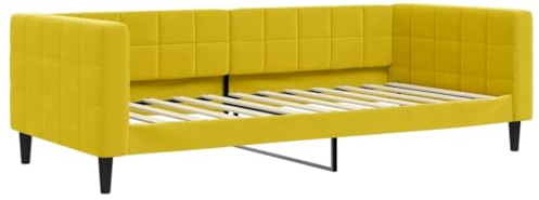 vidaXL Tagesbett, Gästebett 2-in-1, Sofabett Schlafsofa für Schlafzimmer Wohnzimmer, Bettsofa Sofa, Modernes Design, Gelb 90x200cm Samt