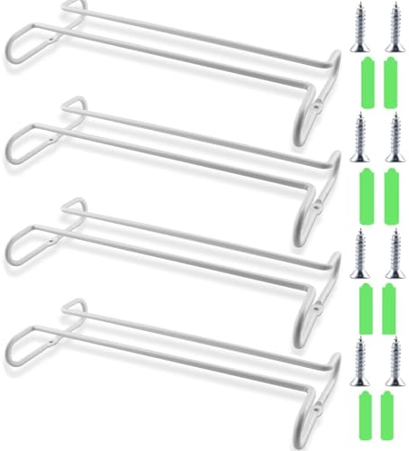 Lostwry 4 Piezas Estantes para Copas de Vino, Estante Debajo del Gabinete, Soporte para Vasos, Soporte para Copas de Vino Colgador de Almacenamiento para Gabinete, Barra de Cocina, Blanca