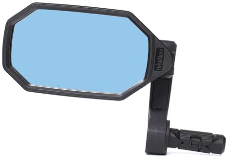 BriskMore Bar End Bike Mirrors, High–Definition Convex Blue Glass Lens for Scooter Electric Bicycle, Scratch Resistant, Ebike Safe Rearview Mirror for Left Side Olny BT-022LB