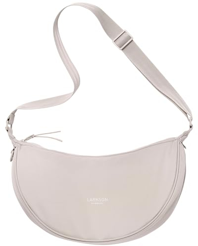 LARKSON Crossbody Bag Damen & Herren Beige - Solveig Medium - Umhängetasche im Halbmond Style - Halbrunde Schultertasche - Moon Bag Design - Wasserabweisend