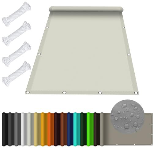 Toile Solaire Voile d'ombrage Rectangulaire 3 x 5 m Imperméable Protection UV 98% Toile D'ombrage Pergola Serres avec Oeillets et Cordons pour Patio Jardin Terrasse, Ivoire