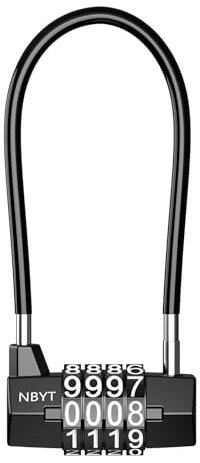 OQIMAX Lucchetto a Combinazione, 4 Cifre, Lungo, Armadietto, Esterno, Serrature Largo 5 mm, Cavo per Bagagli, Palestra, Garage, Viaggi