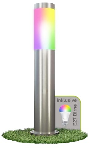 linovum BOSEA-A Pollerleuchte anthrazit 50cm Smart E27 WLAN RGBW IP44 | Standleuchte 50cm mit Smart-Licht - per App & Alexa steuerbar, RGB-Farblicht, anthrazit für Garten & Wege, IP44, inkl. LED