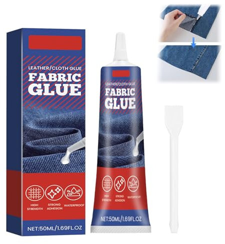 WAWJ® 50ml Colla Tessuto, Trasparente Lavabile e Impermeabile per Cotone, Flanella, Denim, Poliestere e Riparazione di Bambole, 24 ore asciutto e impermeabile