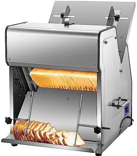 XNYXLPP Commercial Toast Bread Slicer, 12mm Thickness Electric Bread Cutting Machine, 31PCS Commercial Bakery Bread Slicer