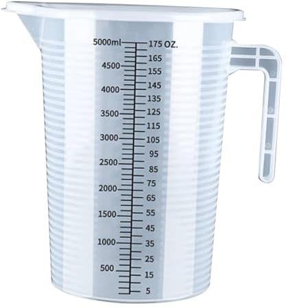 LOVIVER Tazza Graduata con Manico, Utensili da Cucina, Contenitore graduato con Coperchio, Cilindro graduato, brocca per Acqua, brocca per tè in casa, 5000 Ml