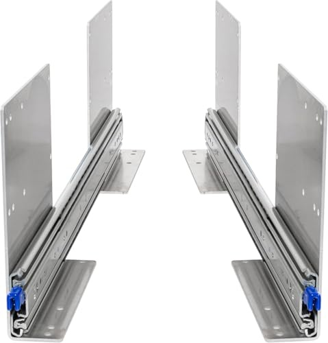 BRASOM Auszugsschienen - Schubladenschienen 800mm, 250kg, 32 inch, mit hohe Bodenmontage, Heavy Duty, Lock in/aus Schubladen Schienensystem, Kugellager, links und rechts