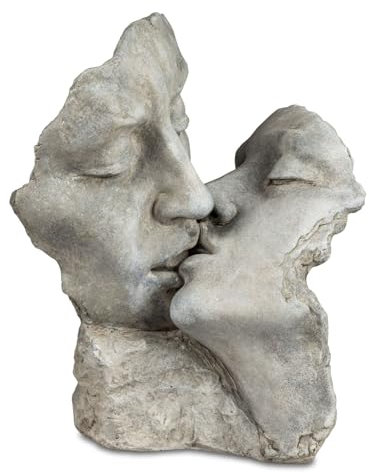 formano Figura de jardín busto par de piedra de cemento de aspecto antiguo 28 x 22 cm escultura estatua decoración interior exterior resistente a la intemperie pesada robusta piedra artificial idea