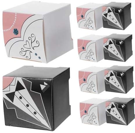 Cabilock 50 Stück Hochzeit Pralinenschachtel Kleider Muster Pralinenschachtel Geschenkpaket Box Papier Süßigkeiten Behälter