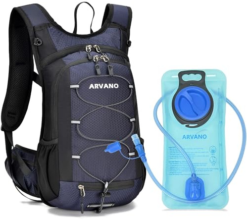 Arvano Hydreringsryggsäck 15L med Vattenblåsa 2L, isolerat fack, för vandring, mountainbike, skidåkning för män kvinnor (Arktisk blå, En storlek)