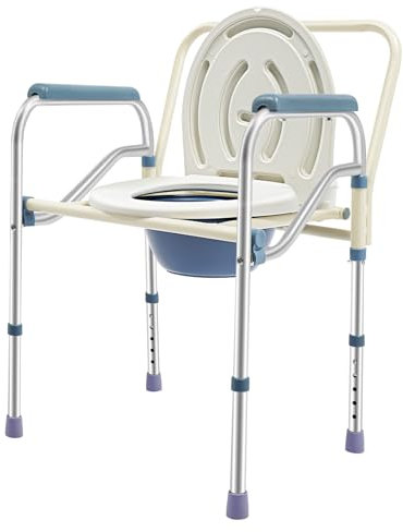 Silla de inodoro para personas mayores, silla de inodoro plegable con ruedas para personas mayores de 25,6 a 29,5 pulgadas (5 niveles)