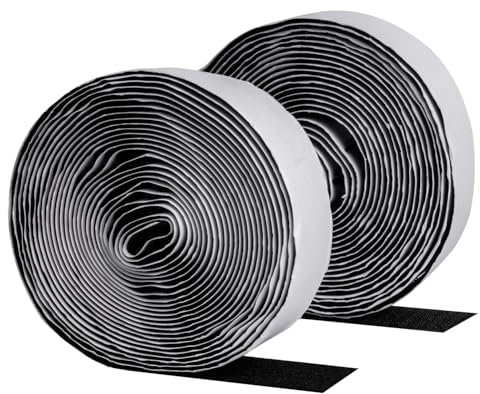 1 RotoloNastro Adesivo Forte, 55 mm x 5 m Nastro Biadesivo Extra Forte per Tessuti, Nastro a Strappo, Hook Loop Autoadesivo, Hook and Loop Tape per Zanzariere Tende Tappeti Quadri (Nero)