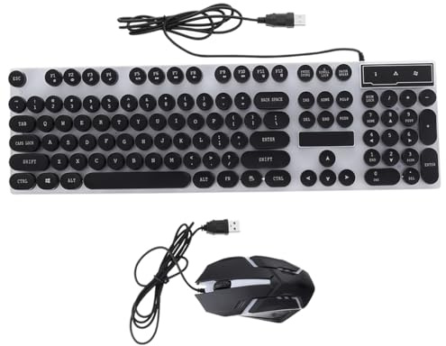 Combinaison Clavier-Souris 104 Touches Abs Noir, Structure Suspendue | Touches Rétro Punk, Étanchéité Multiples Trous D’évacuation, Molette Antidérapante 3d