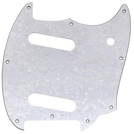 Musiclily Pro 9-Hole Guitar Pickguard for Indonesia Made Squier Sonic Mustang SS Electric Guitar, 4ply White Pearl