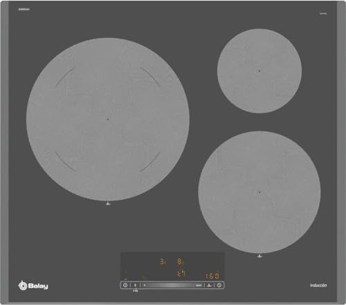 Placa de inducción - Balay 3EB965AH, 3 zone(s) zonas, 592 mm, Gris