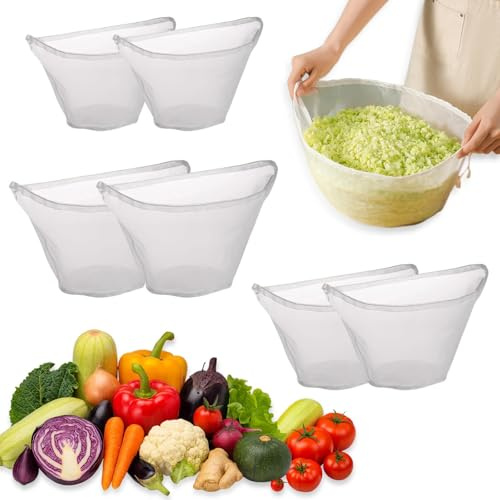 fernfern 6 Pack Reusable Nylon Mesh Strainer Bags, Bowl-shaped reusable nylon cheese cloth filter bag, fine mesh multi-purpose food filter, suitable for vegetable, nut milk, juice, soy milk