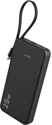 JUOVI Batterie Externe 10000mAh 25W Power Bank Câble Intégré Batterie Portable USB C in&Out Chargeur Externe avec Écran LED Compatible avec Smartphone Smartwatch Tablette