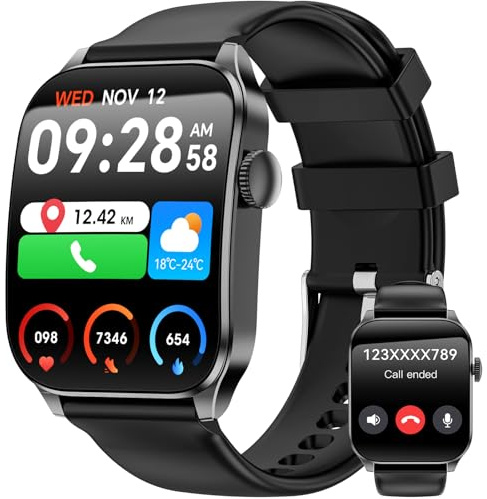 Haulvean Reloj Inteligente para Hombre y Mujer, 1,91 Pulgadas HD, Pantalla Curvada,con Monitor de frecuencia cardíaca y sueño, más de 120 Actividades, Reloj Inteligente IP67 iOS Android