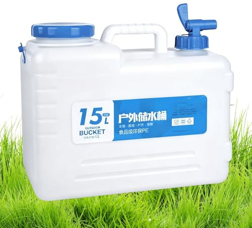 Gazocua Depósito de agua para camping, 15 litros, bidón antifugas | Depósito de agua portátil con grifo y asa de transporte para acampar y practicar senderismo y pesca y picnic y jardín