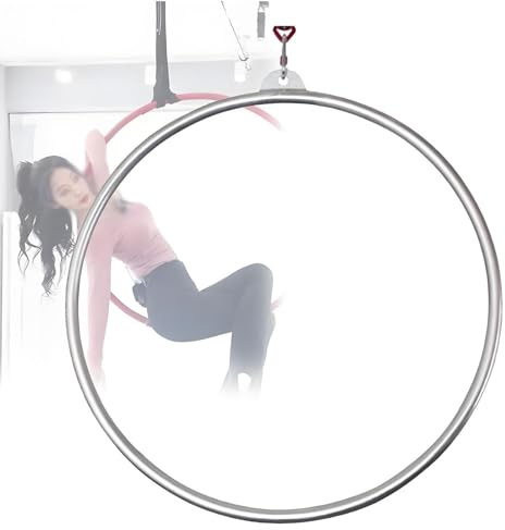 OzcNykt Set di Cerchi Aerei, 85 Cm/90 Cm in Acciaio Inossidabile, Attrezzatura per Cerchi Aerei Senza Punte con Hardware, per Studio di Danza, Fitness Aereo 85CM