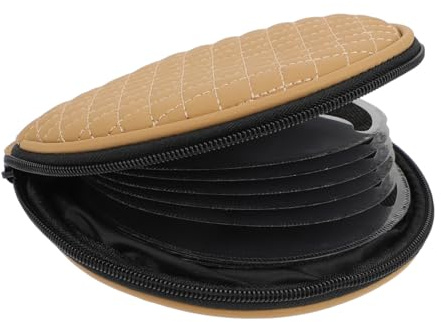 Abaodam Custodia Porta CD per Auto e Casa Cerniera, Borsa Ricamata a Quadri Beige, Leggera e Maniglia per Trasporto Pratico, Protezione Dischi e Organizer CD Portatile