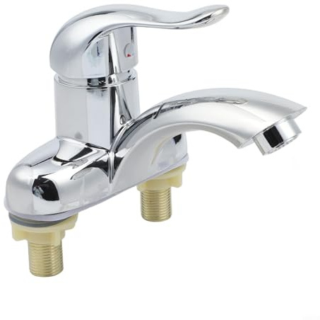 Rubinetto per lavabo a doppio foro con miscelazione integrata di acqua calda e fredda e nucleo valvola in ceramica affidabile (tipo in acciaio plastica)