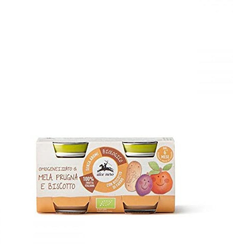 8 x 80GR OMOGENEIZZATI FRUTTA ALCE NERO - PRODOTTI BIOLOGICI - POSSIBILITA' ORDINE MISTO (PRUGNA/MELA) BISCOTTO