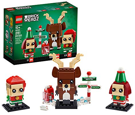 LEGO 40353 Brickheadz Reindeer, Elf and Elfie Toy, Christmas Decorations Gift, Seasonal Building Set