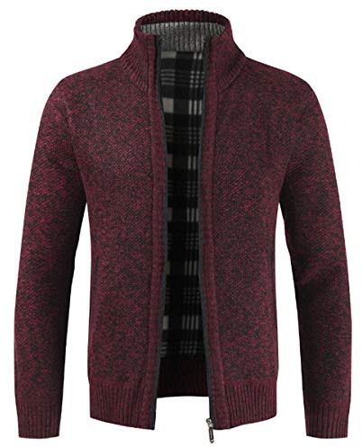 Sliktaa Gilet Cardigan Giacca da Uomo Grande Maglia con Collo Dritto Slim Fit Cappotto 8 Colori, rosso, XL