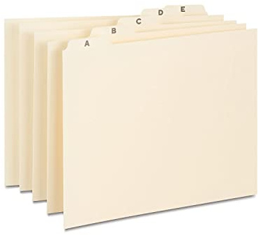 Staples A–Z Index File Guides, Letter Size, Manila, Pre‑Printed Tabs, 25/Set