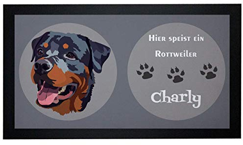 Napfunterlage Hund Rottweiler mit Name personalisiert