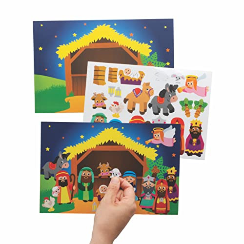 Baker Ross FC271 Krippen Szene Sticker Set - 5er Pack, Packung Aufkleber Set für Kinder zum Basteln, Gestalten und Dekorieren