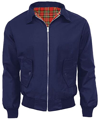 FAIRY TRENDZ Harrington Veste classique pour homme Style rétro années 70 Fermeture Éclair