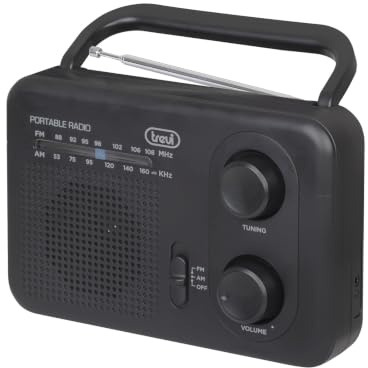 Trevi RA 7F64 Radio Portatile AM/FM, Nero | Presa Cuffia, Alimentata a Batteria 3xc (UM2) non incluse