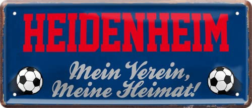 Blechschild ''Heidenheim Mein Verein, meine Heimat'' 28x12cm Geschenk Lustige Sprüche Feier Vintage Retro Geburtstag Deko Party Überraschung Fan Fußball Mannschaft Verein Bolzen