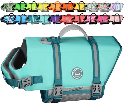 VIVAGLORY Hunde Schwimmweste Rip Stop Hundeschwimmweste, M, Aqua