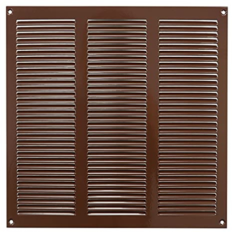 300x300mm Ventilationsgaller i Brunt Stål med Myggskydd - Metallgaller för Ventilation